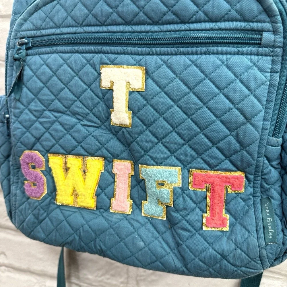 Vera Bradley Teal Quilted Backpack Taylor Swift Rainbow Embroidered‎